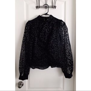 ZARA Black Leopard Print Blouse